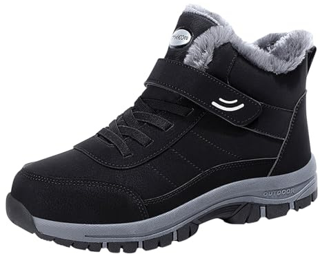 Botas de invierno para hombre con forro, botas de nieve impermeables, zapatillas de invierno ligeras, antideslizantes, para senderismo, de trekking, suaves, fáciles de poner, zapatos de exterior de un