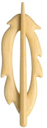 sourcing map Broche en bois en forme de plume, épingle à châle vintage pour pull mignon en bois pour femmes, filles, écharpes, badges
