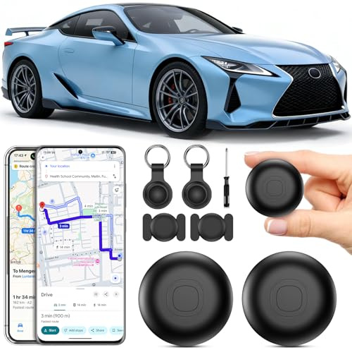 GPS Tracker per Auto,2 PACK Air Tracker Android e IOS,Magnetico Gps Per Auto,IP68 Impermeabile Auto Localizzatore Copertura Globale In Tempo Reale Tracciare Veicolo/Moto,Senza SIM senza Abbonamento