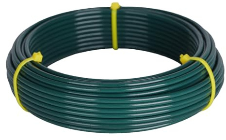 KINGLAKE Pflanzendraht Gartendraht 3mm - 15M Pflanzen Draht Bindedraht Ummantelt, Garten LstDraht, Zaundraht für Low Stress Training-Grün