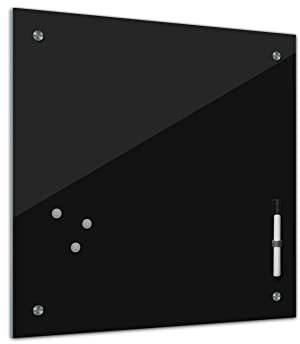 Bilderdepot24 Memoboard 40 x 40 cm | Farben | Schwarz | abwaschbare einfarbige Glas-Magnettafel mit Halterung Magneten Stift 1300a