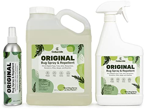 Cedarcide Original Bug Spray | Repel & Kill Fleas, Ticks, Mosquitoes, Mites, Ants & Chiggers | for use on People, Pets & Home | Natural Cedar Oil | Large Size Kit