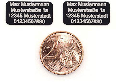 2er Set Drohnen Plakette 20x10 mm klein - micro - in schwarz - selbstklebend | Kennzeichen, Kennzeichnung, Schild, Etikett, Adressschilder