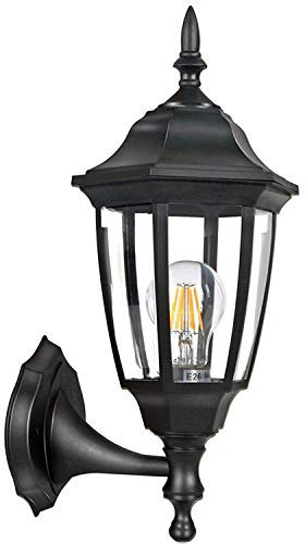 Lywins E27 Jahrgang Wasserdicht Glas Außenwandleuchte Außenbeleuchtung Edelstahl aus Metall Vintage Gartenlampe Wegbeleuchtung Außenwandlaternen IP44