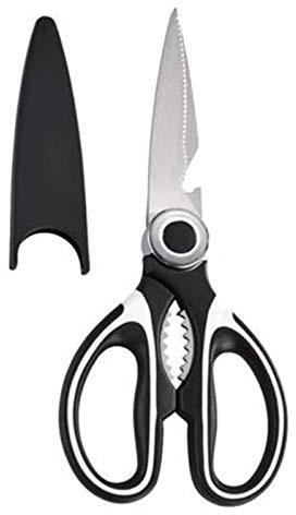 YYaaloa Heavy Duty Kitchen Shears 8 inch Multi Purpose Scissors for Chicken/Poultry/Fish/Meat/Vegetables/Herbs/BBQ… (Black White)