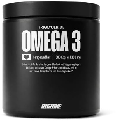 Big Zone Omega 3 Fury Triglyceride Hochwertige Triglycerid Form Keine Zugabe von Vitamin E 500mg EPA 250mg DHA/pro Kapsel | 300 Kapseln