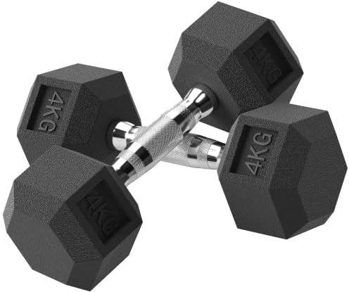 HOMCOM 4-20 Kg Hexagon Hanteln 2er Set mit Gerändeltem Griff Kurzhanteln | Kurzhantelset aus Gusseisen, für Männer Frauen, Zuhause, Fitnessstudio, Krafttraining