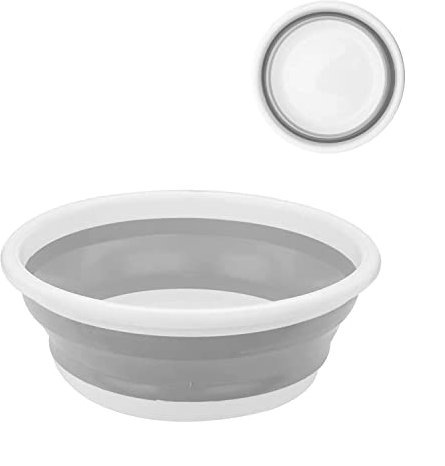 MantraRaj Collapsible Bowl Multipurpose Folding Round Washing Up Bowl For Travel Camping Hiking Caravan Water Carrier Foldable Bucket 38cm 9L Ideal For Camping, Fishing, Garden & Home (Gray)