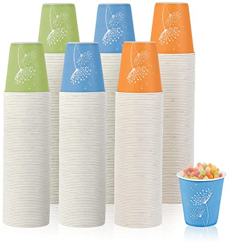 LITOPAK 600 Pack 5 oz Disposable Paper Cups, Colorful Disposable Mouthwash Cups, Small Disposable Cups, Mini Paper Cups for Parties, Picnics, Barbecues, Travel and Events