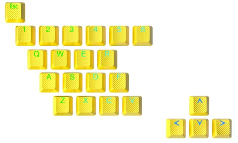 Ranked Gummi-Tastenkappen-Set | Doppelschuss Durchscheinend | OEM-Profil für Mechanische Gaming-Tastatur ( Neon Yellow , 23 Tasten )