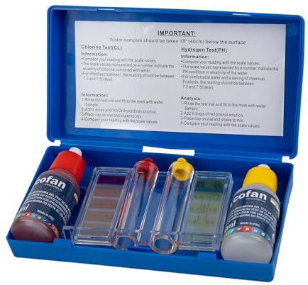 Cofan Kit de Test para pH y Cloro de Piscinas | Mantenimiento de Piscinas | Incluye todo lo Necesario