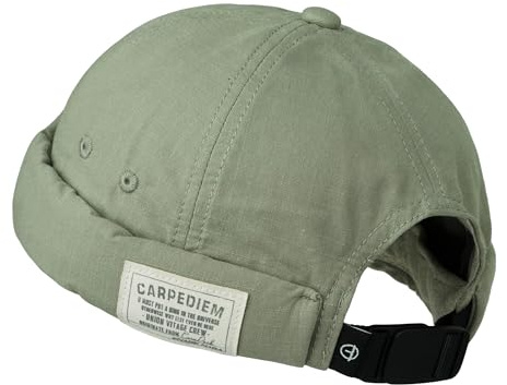 Clakllie Brimless Hats for Men Women Sun Hat Unisex Vintage Docker Cap Retro Strapback Docker Hats Casual Sailor Cap Adjustable Landlord Hat,GD43-Green