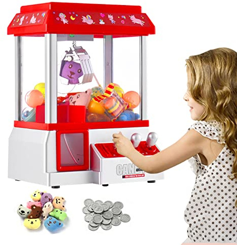 Claw Machine for Kids Toy Mini Arcade Machine Candy Grabber Prize Dispenser Vending Machine Arcade Game Machines for Home Party Christmas Birthday Gifts Cool Girl Toys