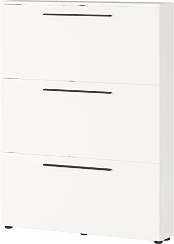 Germania Schuhschrank 2577-84 GW-Utah, in Weiß, mit Platz 12 für Paar Schuhe, geringe Tiefe, ideal für schmale Flure, 100 x 129 x 19 cm (BxHxT)