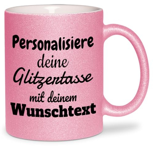 glitzertassen.de® | Personalisiert mit deinem Wunschtext | Tasse mit Glitzer | Geschenkidee | Geburtstag | Kaffeetasse | lustige Sprüche | Keramik | 330 ml | Rosé
