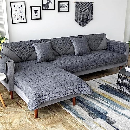 Samt-Sofabezug Ecksofa l Form Sofa Überzug Couchbezug Sofa/Couch Wurfdecke Eckcouch 3/2 Sitzer Sofaschutz Schonbezug Sofaschoner Sofabezüge rutschfest Hund Katze ( Color : #16 , Size : 110x210cm )