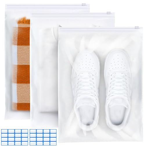 30 Pièces Pochette Voyage Sachet Plastique Zip 50x40cm Etanche Sac de Rangement Voyage Non Poreux Sac Vetement Mat Pochette Rangement pour Chaussures, Costume, Maquillage, Sous-Vêtements