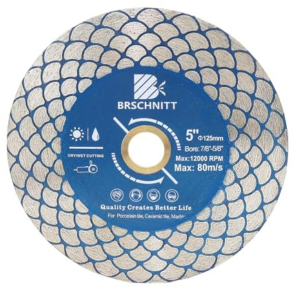 Diamant Trennscheibe 125mm - BRSCHNITT Doppelseitig zum Schneiden und Schleifen Granit Marmor Fliese Natursteine.