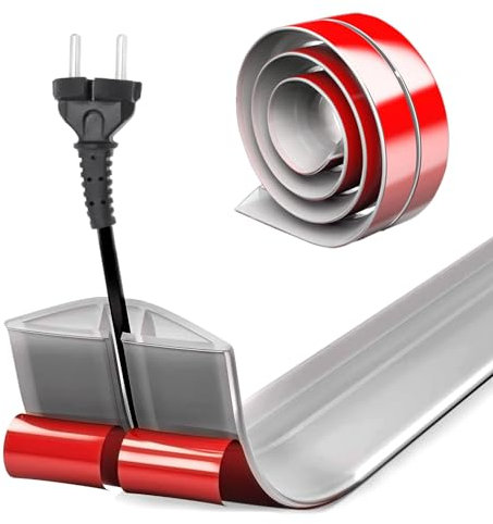 Goulotte autocollante - 3 m x 5 cm - Flexible et plat - Passe-câbles au sol semi-circulaire - Protection des câbles - Pour la maison, l'école, le bureau, l'entrepôt - Gris