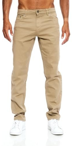 JEEL Herren-Jeans - Regular-Fit Straight-Cut - Stretch - Jeans-Hose Basic Washed 09-Camel 33W / 32L