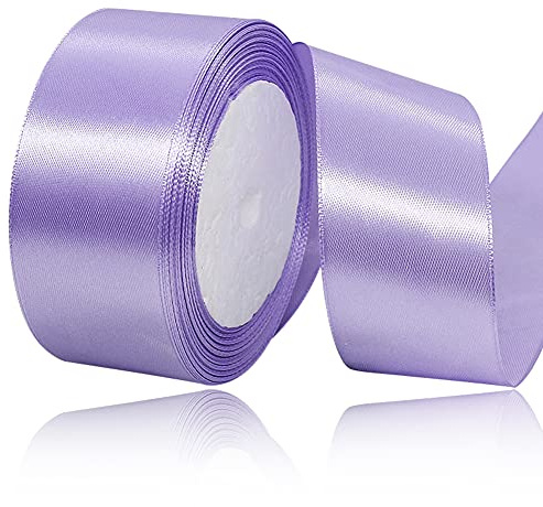 XMASOLD Satinbands, 22 Meters Flieder Lila 40mm Breit Geschenkband für Geschenkverpackungen, DIY Handwerk, Blumensträuße, Nähprojekte, Schleifenherstellung, Geburtstags- und Hochzeitsdekorationen