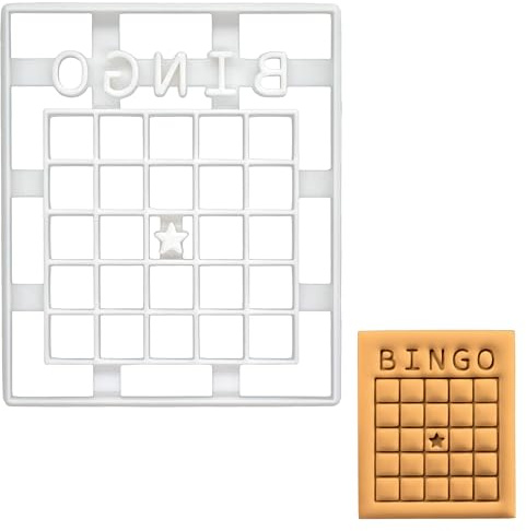 BAKERLOGY BINGO Card Cookie Cutter - Detailed Biscuit Cutter Design for Baking and Crafts, ideal on fondant, dough, clay