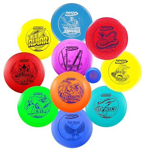 Innova Disc Golf Set 10 Pack – Disc Golf Starter Set for Beginners with Disc Golf Drivers, Mid-Ranges, Disc Golf Putters Disc Golf Starter Kit