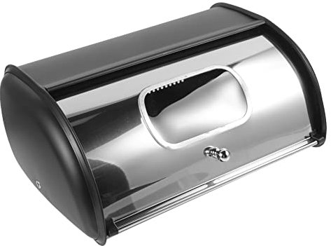 NAMOARLY Keksbehälter Brotkasten Edelstahl Antiker Brotkasten Metall Tortenbehälter Pizzabehälter Thekenorganisator Bauernbrotkasten Frontklappe Brotkasten Rostfreier Stahl Toast Snack