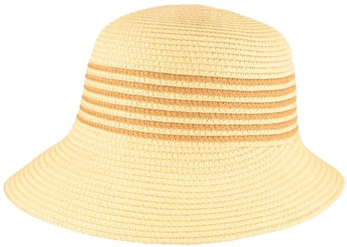Breiter Damen Strohhut Strandhut Schute mit asymmetrischer Krempe & Schleife Damenhut 100% Papier