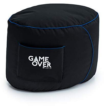 Game Over Runder Beanbag Fußhocker 62x42x40 cm mit EPS-Perlen Füllung, Pouf Hocker Sitzhocker, Bodenkissen, Indoor & Outdoor Sitzkissen rund Puff, Sitzpouf, kuschelig & weich (Cerulean Lightning)