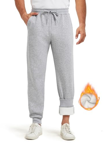 Zylioo Joggingbyxor, sportbyxor, sweatbyxor, herr, extra långa stora storlekar, träningsbyxor, sweatpants, löparbyxor, Grå fleece, M Tall