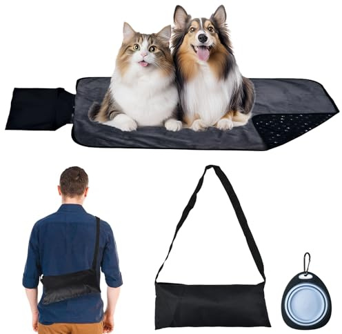 YBCCBY Couverture imperméable peluche, 100 x 70 cm, lavable, bol pliable, fond antidérapant, sac rangement