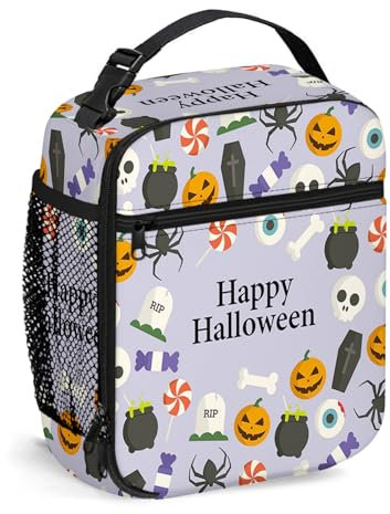 Bolsa de almuerzo portátil para Halloween, bolsa térmica para comida, diseño aterrador de feliz Halloween, lonchera reutilizable, bolsa térmica, contenedor de alimentos para el trabajo, viajes, picnic