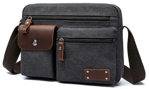 iCozzier Leder-Tragetasche, lässige Hobo-Umhängetasche, Schultertasche für Herren, große Kuriertasche, Reisetasche Ledertasche (Canvas1)