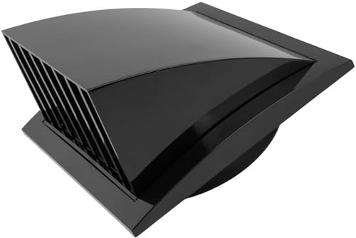 Vent Systems Black Ø150 mm / 6 Inch Exhaust Vent Cover - Dryer Vent Hood - Louvered Dryer Cover - Vent Hood Cap - One-Direction Plastic Air Supply Grille - Non Return Valve - Outlet Cowl Air Vent