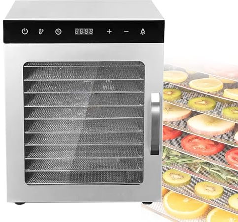 KJZHFOZ Stainless Steel Dehydrators, Dehydrator Machine, Dry Machine with Digital Timer and Temp Control,for Jerky, Fruit, Meat, Beef (220v 12layer)