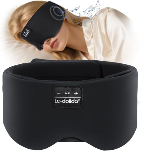 LC-dolida Bluetooth-Schlafmaske, verbesserte erweiterte Schlaf-Kopfhörer, Augenmaske, integrierte kabellose Kopfhörer für Männer und Frauen, verstellbare Musik-Augenmaske, Schlaf-Kopfhörer für