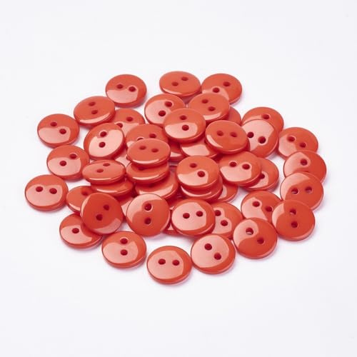 50 Premium Harzknöpfe 11,5mm (1,15cm) korallenfarben rund Zweilochknöpfe a 1mm je Loch – 2-Loch-Knöpfe Harz Knopf zum Annähen nähen aufnähen basteln Bastelknöpfe Jackenknöpfe Mantelknöpfe