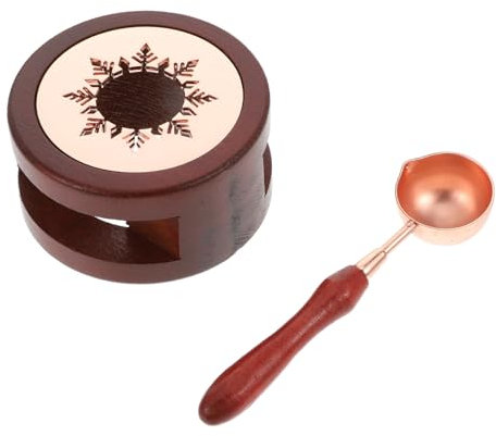 Lurrose 3 Ensembles Petit Creuset Essuyer Chauffage Cuillère À Fondre Poêle Pot Cire pour Sceau Cire À Cacheter Support Portable Cuillère À Cacheter Chauffe-Cire Portatif Bois 2 Pièces * 3
