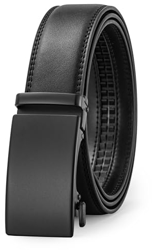 KUULIMEE Gürtel Herren,Ratsche Ledergürtel Für Herren Anzug Business Jeans,Breit 35mm-3022-BLACK 251-HEI PI-125cm