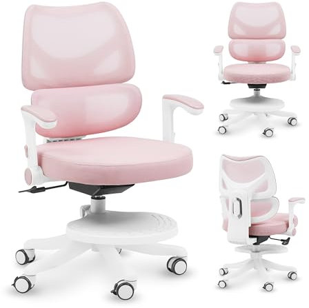 MARK ADLER Junior 5.3 | Ergonomischer Kinderstuhl | Höhenverstellbarer Schreibtischstuhl mit Verstellbarer Rückenlehne | Drehstuhl mit Armlehnen & Fußstütze | Stuhl für Kinder & Jugendliche | Rosa