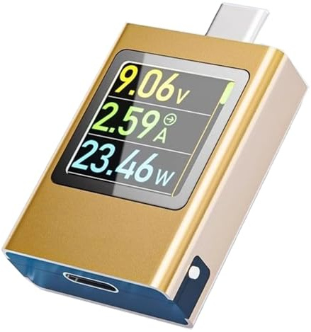 USB Tester AT085 – Hochpräzises USB Tester Messgerät mit Farb-IPS-Display für Spannung (4,5-50V ±0,1%), Strom (0-12A), Leistung (bis 600W) Unterstützt PD3.0/PD2.0, QC3.0/QC2.0, BC1.2.