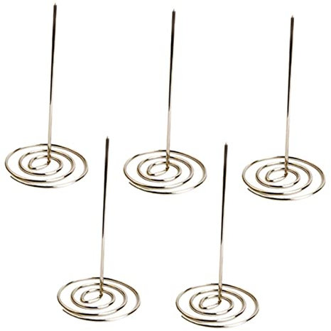 Housoutil 5 Stück Notizordner Veranstalter Memo-halter Spike-stick Inhaber Und Zettelhalter Restaurant-check-spindel Notizhalterspitze Ticket Quittungshalter Spike Silver Rostfreier Stahl
