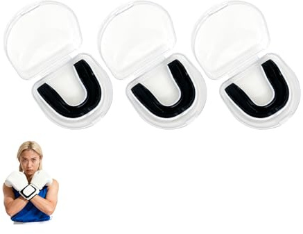 Protector Bucal para Niños Adultos y niños, Pack de 3, aplicable a Boxeo, Rugby, Hockey, MMA, Muay Thai, Protección Dental (negro)