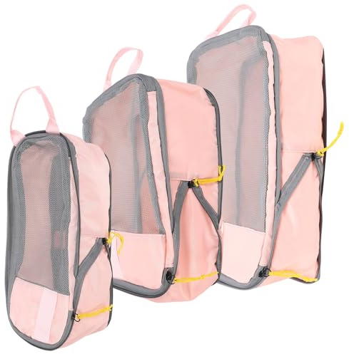 BESTonZON Set 3 Pezzi Sacchetti Compressione per Viaggio Oxford, Cubi Organizer per Valigia Facili da Usare per Viaggi e Casa