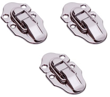 CONGARTENO Set 3 Pezzi Fermagli per Casse in Ferro Argento, Chiusure Resistenti Superficie Liscia e Anti-ruggine per Negozio e Ufficio