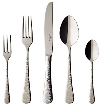 Villeroy & Boch – Leandra Besteckset 30tlg. Silber/Platin, Spülmaschinenfest, Besteck, Tafelbesteck, Besteck Set 6 Personen, Edelstahl