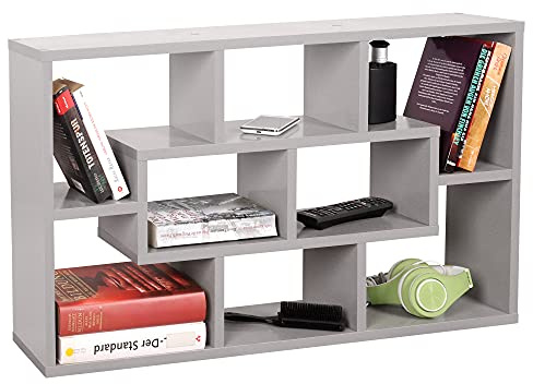 RICOO Schweberegal Wand Regal Wandregal WM050-PL Wandboard 85x48x16 cm Ablage Organisation Aufbewahrung Hängeregal Bücherregal Freischwebend Dekor Grau Holz