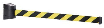 Flexibarrier Nastro di bloccaggio retrattile da 10 m, con alloggiamento a parete in plastica ABS, funzione di blocco automatico