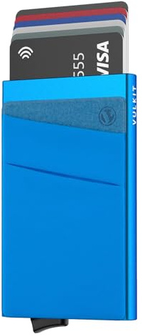 VULKIT Card Holder with Money Pocket Pop Up Wallet RFID Blocking Slim Metal Bank Card Case Holds 5 Cards and Notes